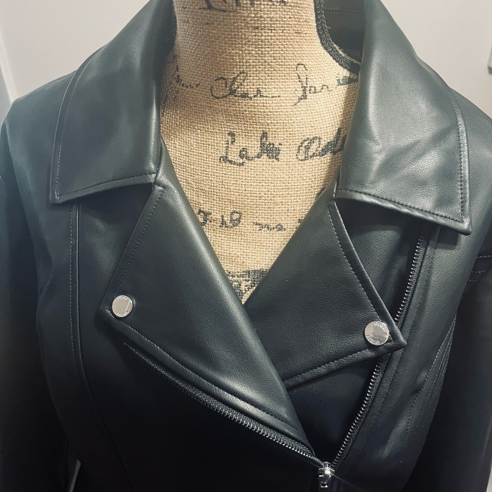 Guess by Marciano Black Faux Leather Peplum Moto Jacket - Picture 9 of 16